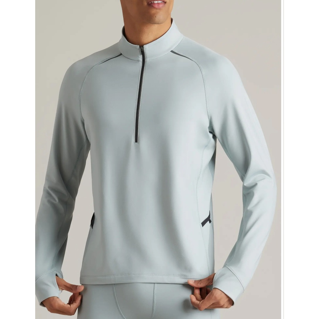New Rhone Mens Quarter Zip Pullover Light Blue Grey Activewear Training S